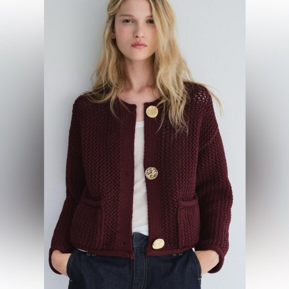 ZARA CHUNKY KNIT CARDIGAN - Picture 6 of 8